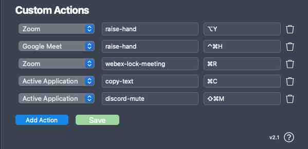 custom actions