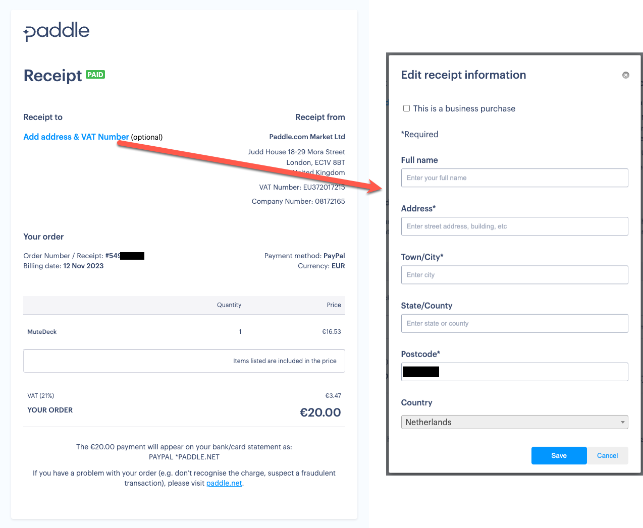 paddle invoice